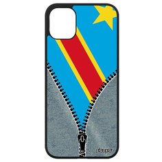 Красивый чехол на смартфон // Apple iPhone 11 // "Флаг Конго Киншаса на молнии" Стиль Путешествие, Utaupia, серый