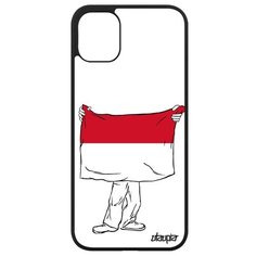 Противоударный чехол на смартфон // Apple iPhone 11 // "Флаг Монако с руками" Государственный Путешествие, Utaupia, белый