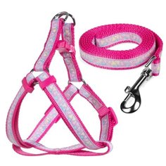 Комплект для животных (шлейка и поводок) Triol "Одуванчики-1", лилово-розовый (400-520х15 мм; 1200х15 мм)