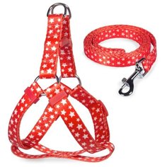 Комплект для животных (шлейка и поводок) Triol "Звездочки", красный (260-350х10 мм; 1200х10 мм)