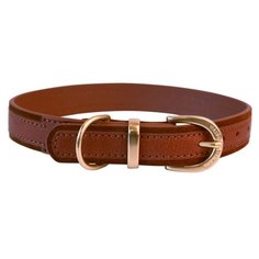 Ошейник комбинированный W&S "Classic" (кожа/замша), цвет: коричневый, XL