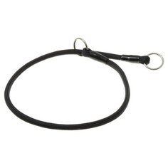 Ошейник-удавка ZooOne с 2-я кольцами круглый 6 мм, обхват шеи 55 см черный