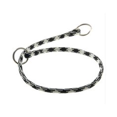 Ошейник-удавка ZooOne с 2-я кольцами круглый Арлекин 8мм, длина ошейника 60 см черно-белый