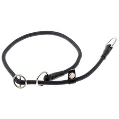 Ошейник-удавка ZooOne (co стопором) с 2-я кольцами круглый 6 мм, обхват шеи 60 см черный