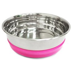 Миска металлическая "Triol" с розовой резинкой, 300 мл