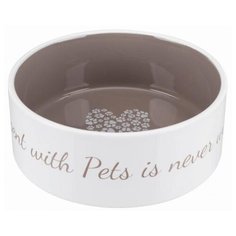 Миска керамическая Trixie "Pets Home", 20 см, 1,4 л, цвет: кремовый