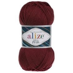 Пряжа Alize "Diva Plus", 220 метров, 5 мотков по 100 грамм, цвет: 57 бордовый