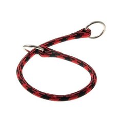 Ошейник-удавка ZooOne с 2-я кольцами круглый Арлекин 8мм, длина ошейника 45 см черно-красный