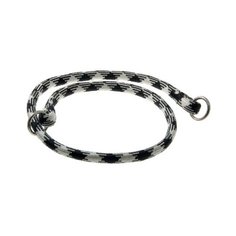 Ошейник-удавка ZooOne с 2-я кольцами круглый Арлекин 13 мм, длина ошейника 90 см черно-белый