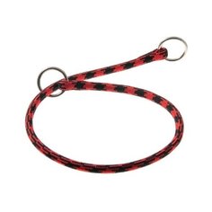Ошейник-удавка ZooOne с 2-я кольцами круглый Арлекин 8мм, длина ошейника 65 см черно-красный