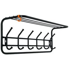 Вешалка с полкой, 6 крючков, 80 см, черный ЗМИ