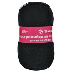 Пряжа Пехорка "Австралийский меринос", 400 метров, 5 мотков по 100 грамм, цвет: 02 черный