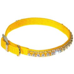 V.I.Pet. Ошейник со стразами "Мини" (большой), цвет: желтый, 10 мм x 23-28 см Zoo One