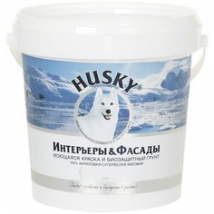 Краска акриловая HUSKY Интерьеры&Фасады моющаяся матовая белый 0.9 л