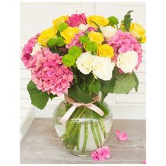 Алмазная мозаика "Цветы в прозрачной вазе", 30x40 см Рыжий кот