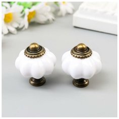 Ручка для шкатулки металл "Ретро" набор 2 шт бронза 3.8х3.3х3.3 см 4104965 Арт Узор