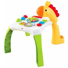 Интерактивная развивающая игрушка Fisher-Price Столик "Веселые животные" с огоньками и звуками, белый/желтый/зеленый