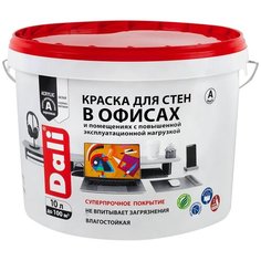 Краска акриловая DALI для стен в офисах моющаяся матовая белый 10 л
