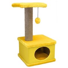 Домик-когтеточка Дарэлл "Конфетти", квадратный, цвет: желтый, 41 х 37 х 70 см