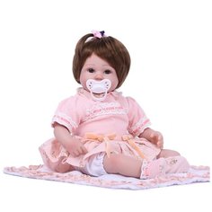 Reborn Kaydora Кукла Реборн (Reborn) виниловая Девочка в розовом платье, брюнетка (42 см)