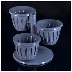 Кашпо многоярусное «Каскад», 3 шт, 700 мл, цвет антрацит Plast Avenue