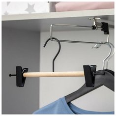 Вешалка для брюк и юбок SAVANNA Wood, 28×11,5×2,8 см, цвет чёрный