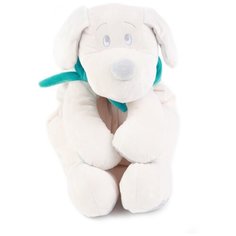 Мягкая игрушка Lapkin Собака белая в бирюзовом шарфике 45 см