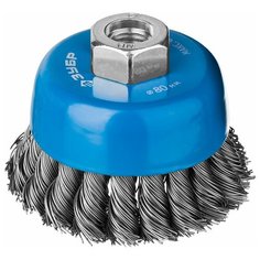 Щетка чашечная для УШМ плетеные пучки стальной проволоки 80 мм М14 Зубр профи 35275-080_z02