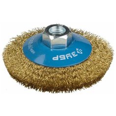 Щетка коническая для УШМ витая латунированная стальная проволока 100 мм М14 Зубр профи 35267-100_z02