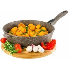 Сковорода глубокая 28 см Elan Gallery гармония вкуса Коричневый опал без крышки съёмная ручка