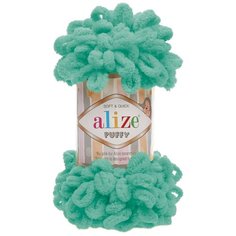 Пряжа для вязания Ализе Puffy (100% микрополиэстер) 5х100г/9.5м цв.490 св. бирюзовый ALIZE PUFFY.490