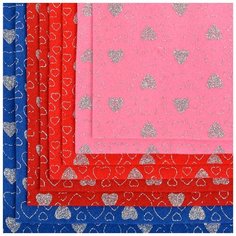 Набор декоративного фетра с глиттером Сердечки IDEAL 1,4мм 20х30см FLT- GLP3 уп.8 листов цв. ассорти