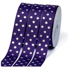 Лента репсовая Горошек серебро шир.25мм LDRS476 цв.476 фиолетовый уп.27,4м Ideal