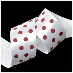 Лента атласная Ideal LDAG02926050 (12) горошек 50мм цв. белый- винный уп.27,4м