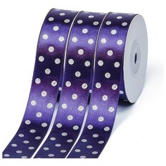 Лента атласная Ideal горошек серебро шир.25мм LDAS476 цв.476 фиолетовый уп.27,4м