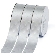 Лента атласная Ideal горошек серебро шир.25мм LDAS007 цв.007 серый уп.27,4м