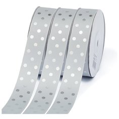 Лента репсовая Горошек серебро шир.25мм LDRS007 цв.007 серый уп.27,4м Ideal