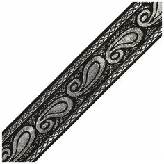 Лента отделочная жаккардовая 40871 шир. 40мм цв. черный/серебро уп.5 м Ideal