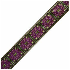 Лента отделочная жаккардовая 33908 шир. 33мм цв.2 фиолетовый/золото уп.5 м Ideal