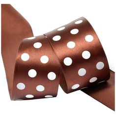 Лента атласная Ideal LDAG86802950 (69) горошек 50мм цв. коричневый- белый уп.27,4м