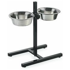 Зооник Подставка квадратная + металлические миски 2,6л / 32*39*59