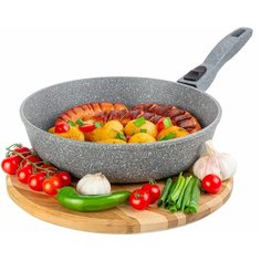 Сковорода глубокая 26 см гармония вкуса "Серый мрамор" без крышки, с/р, 47х27х10,5 см Elan Gallery