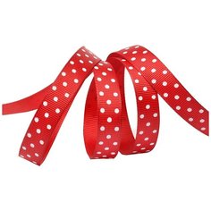 Лента репсовая в рубчик LDRG26002912 (94) крупный горошек 12мм цв. винный- белый уп.27,4м Ideal