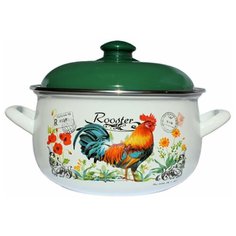Кастрюля эмалированная Interos 16366A Петушок 5,1 л 22 см Интерос