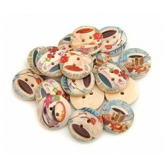 882-DB Пуговицы декоративные Чашка 25 шт. 2 см. цветные Белоснежка