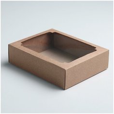 Коробка сборная без печати крышка-дно бурая с окном 18 х 15 х 5 см, набор 5 шт. Сима ленд