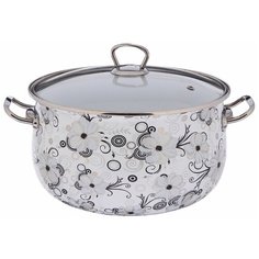 Кастрюля Интерос Кружево, 5.7 л, белый/серый/черный
