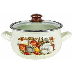 Кастрюля Интерос Кухня, 2.1 л, белый/коричневый