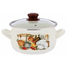 Кастрюля Интерос Кухня, 3.1 л, белый/коричневый