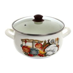 Кастрюля Интерос Кухня, 5.7 л, белый/коричневый